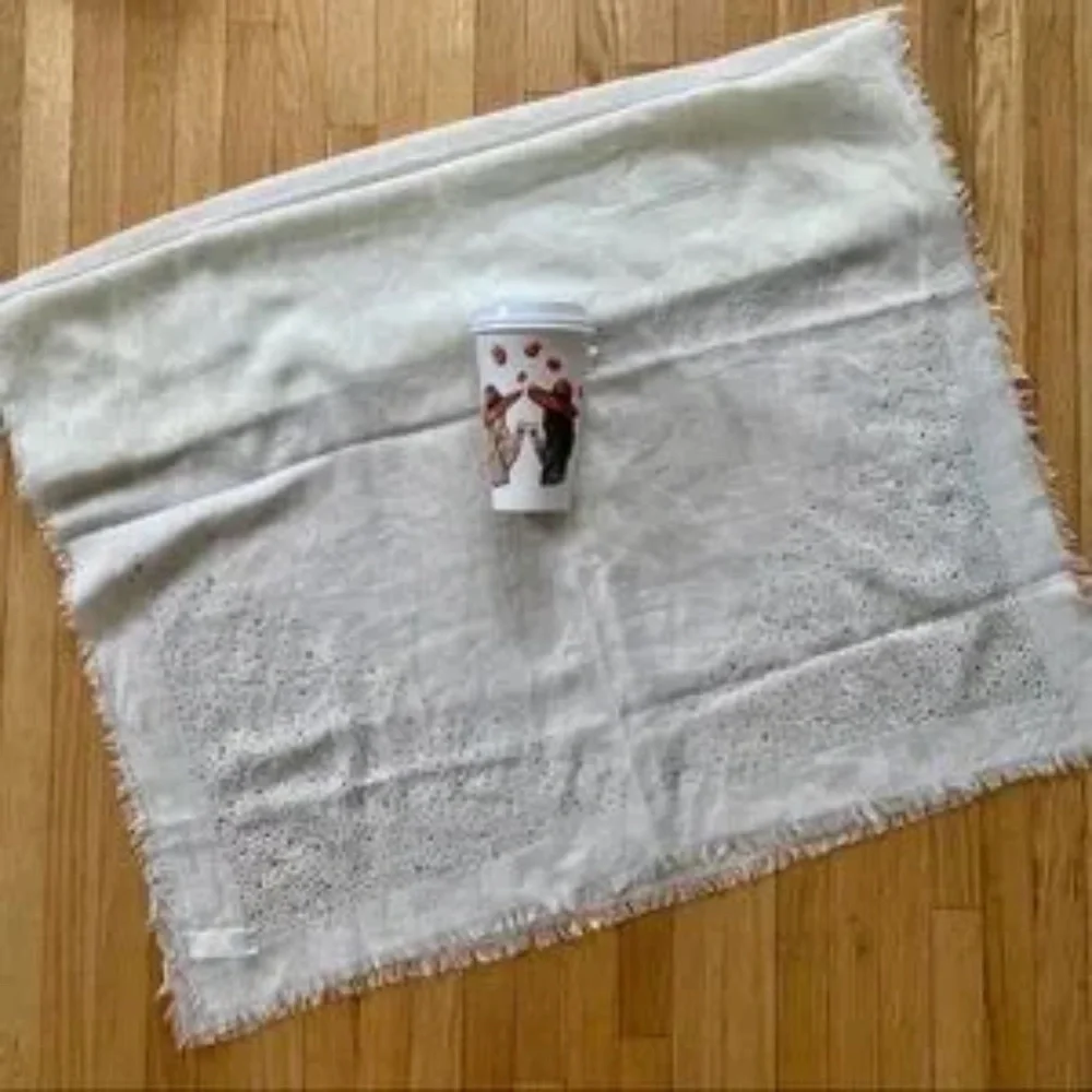 Old Navy Ivory‎ Embellished Gauze Raw Hem Scarf Lightweight One Size